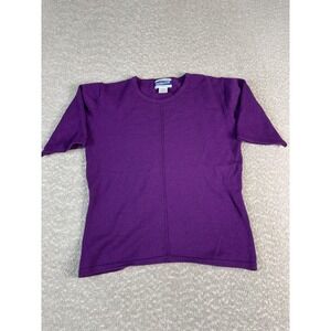 Vintage Pendleton Sweater Womens Small Purple 100% Wool Crewneck‎ Short Sleeve